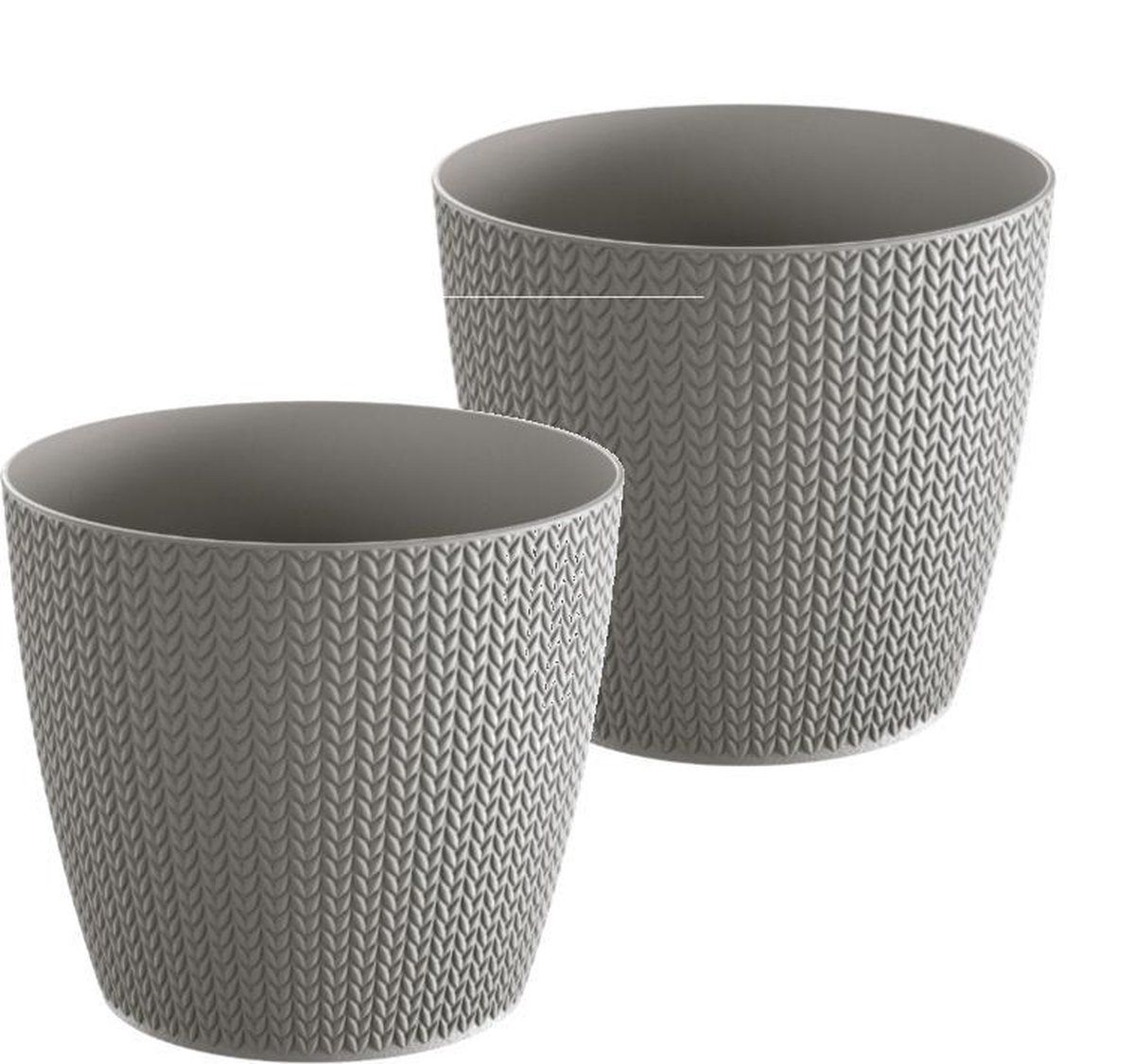 Prosperplast Bloempot Buiten Binnen Rond Wheaty 16cm STEENGRIJS / 2 STUKS ! /