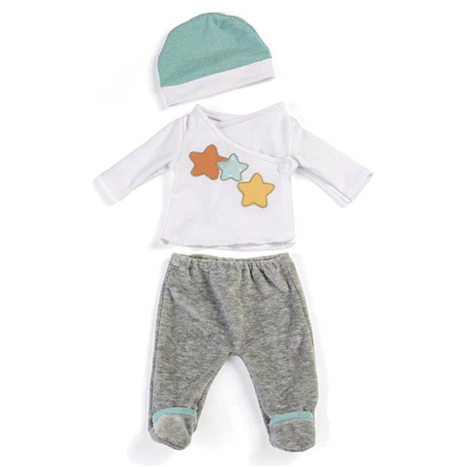 Miniland Poppenkleding Pyjama Wit/grijs 3-delig
