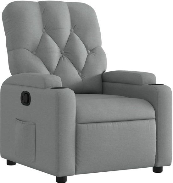 vidaXL Fauteuil verstelbaar stof lichtgrijs