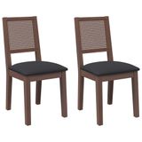 VidaXL Eetkamerstoelen met kussens 2 st massief hout rubber bruin