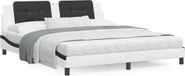 Maison Exclusive - Cadre de lit avec matelas, Zadar, blanc et noir, 180 x 200 cm, similicuir