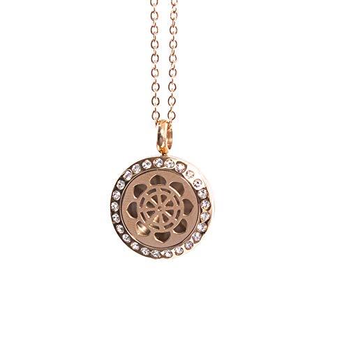 Mystic Moments Dharma Wheel | Aromatherapie Olie Diffuser Rose Goud Ketting Locket met Pad