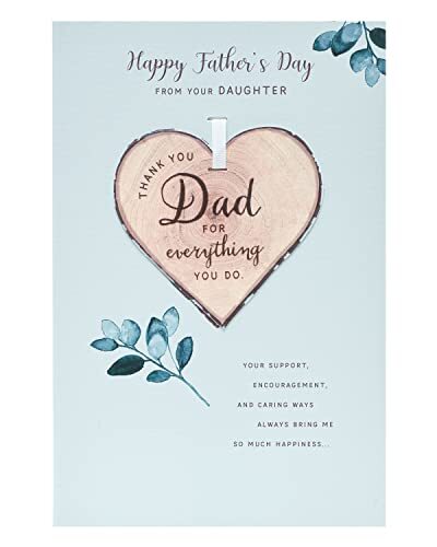 Boofle UK Groeten Vaderdag Kaart Voor Papa Van Dochter Met Envelop - Opknoping Hart Ontwerp