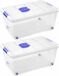 PLASTICFORTE Opslagbak - 2x stuks - met deksel - 36L - transparant
