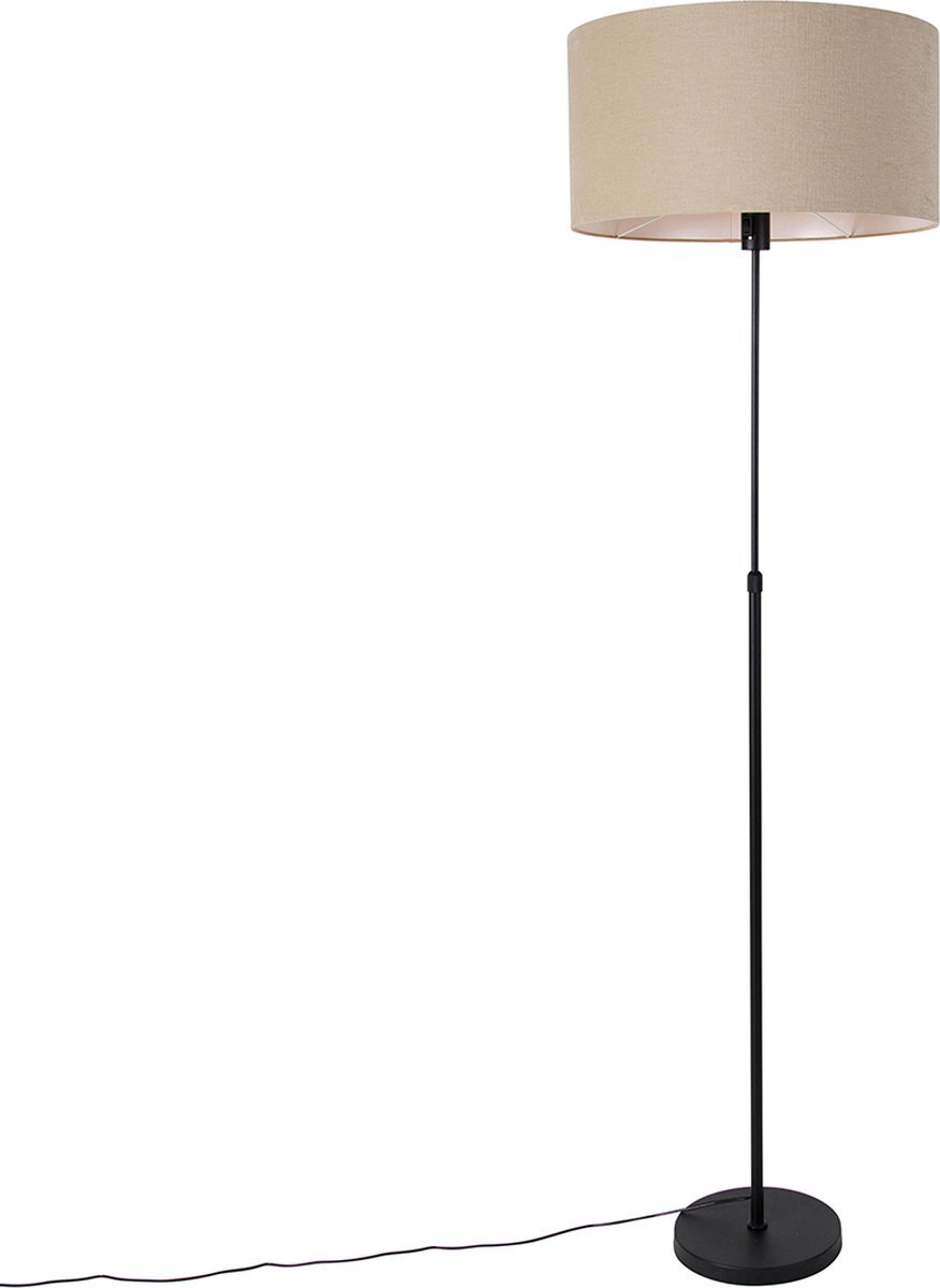 QAZQA parte stof - Design Vloerlamp | Staande Lamp met kap - 1 lichts - H 172 cm - Zwart - Woonkamer | Slaapkamer | Keuken