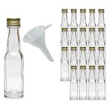 mikken 20 mini glazen flessen 20 ml met schroefdop incl. trechter