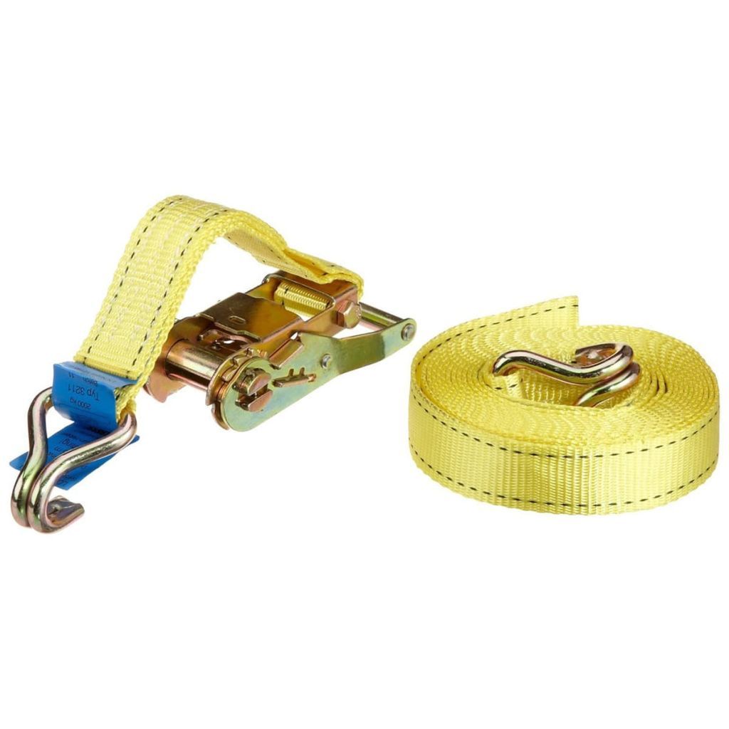 Masterlock sjorbanden 4,5m. met J-haak - geel