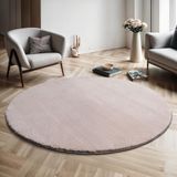 the carpet RELAX – Extra Zacht & Wasbaar Vloerkleed tot 30°C met Antislip Onderzijde – Fluweelachtige Structuur – Voor Slaapkamer of Woonkamer – Roze, rond 120 cm