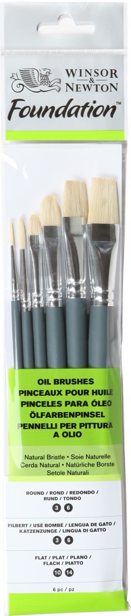 Winsor & Newton Foundation olieverf korte penselen set 6 delig