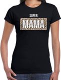 Bellatio Decorations Shoppartners Bv Super mama cadeau t-shirt met panterprint - zwart - dames - mama bedankt cadeau shirt XL