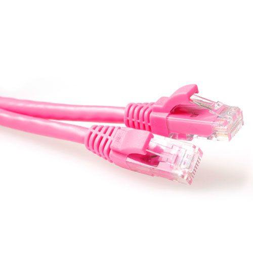 ACT Roze 0,5 meter U/UTP CAT6A patchkabel snagless met RJ45 connectoren