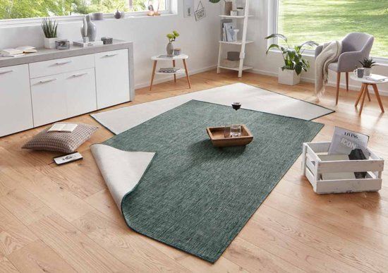Bougari Modern vloerkleed Miami 103095 140 cm rond Groen & Crème