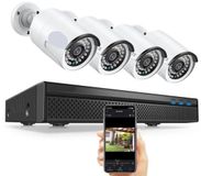 Merkloos Beveiligingscamerasysteem - 5MP - Openlucht- Bewakingscamera - IP66 Waterdichte - met 8-Kanaals NVR – Complete IP Camera Surveillance Kit voor Buiten - 2TB HDD - 4 Stuks - Wit