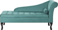 Beliani PESSAC Chaise Longue - Groenblauw Fluweel - Rechterzijde - 145 cm