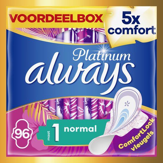 Always Platinum Normal - Maandverband Met Vleugels - 96 stuks