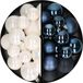Decoris Kerstballen 60x stuks - mix parelmoer wit/donkerblauw - 4-5-6 cm - kunststof - kerstversiering