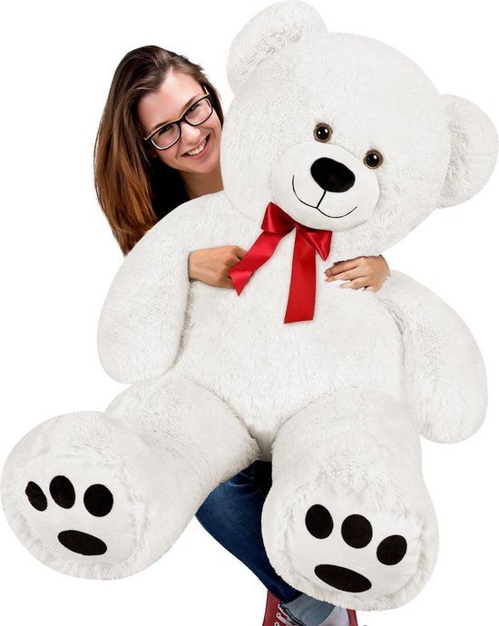 Monzana Pluche Knuffelbeer - Wit - 100cm