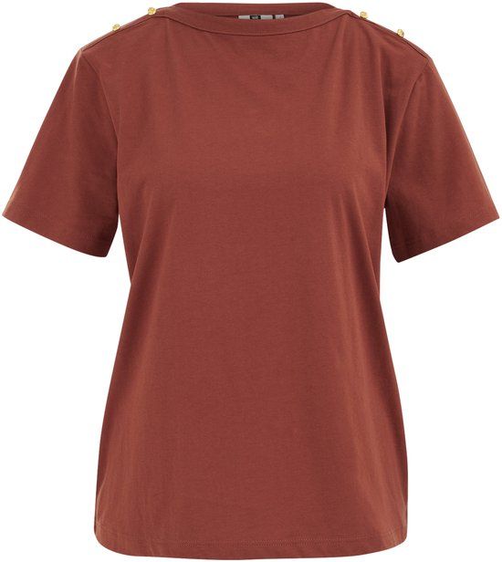 WE Fashion Damest Jersey T-shirt met gouden accenten