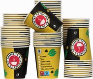 KURTT 200 Koffiebekers to go - Koffiebeker karton Goud Zwart - 8oz/200ml
