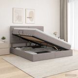 vidaXL LED-opbergbed met matras, taupe, 140 x 200 cm, stof