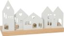 J-Line Windlicht met huizen - ijzer - wit - large