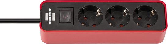 Brennenstuhl Ecolor Stekkerdoos - 3-voudig - Rood/Zwart - 1.5m