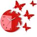 FLEXISTYLE z4c_3 Grote moderne wandklok vlinder rood rond 30 cm
