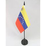 AZ FLAG Tafelvlag Venezuela oud 7 sterren met wapen 15x10 cm Plastic Voet