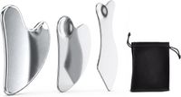 oCreon Gua Sha set, 3 stuks roestvrij staal, schraapmassage set voor gezicht, nek, lichaam en ogen. Geschikt als massageapparaat, spierschraper en Guasha-steen