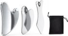 oCreon Gua Sha set, 3 stuks roestvrij staal, schraapmassage set voor gezicht, nek, lichaam en ogen. Geschikt als massageapparaat, spierschraper en Guasha-steen