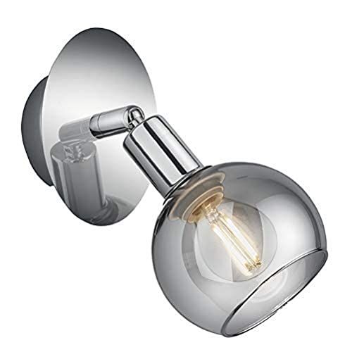 Reality Leuchten Wandspot Brest R80591006 - Metaal Chroom - Glas Smoke - Excl. 1x E14