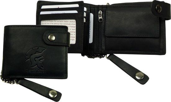 Landleder Luxe Nubuck Leather Biker's Wallet - Billfold - Black - 12 x 9.5 cm