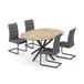 Vicco Eettafel set Loyd Eiken rustiek/Zwart 120 x 120 cm met 4 eetkamerstoelen, grijs