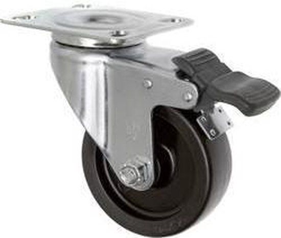 TOOLCRAFT Zwenkwiel met rem 75 mm met schroefplaat Draagvermogen (max.): 70 kg