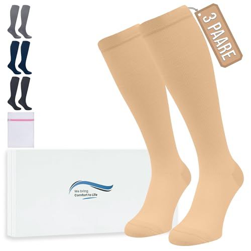 360 Relief 3 Paar Compressiesokken Dammes en Herren - Beige XXL