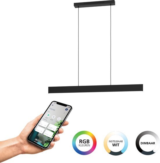 EGLO connect.z Andreas-Z Hanglamp - 117 cm - Zwart/Wit - Instelbaar RGB &amp; wit licht - Dimbaar - Zigbee