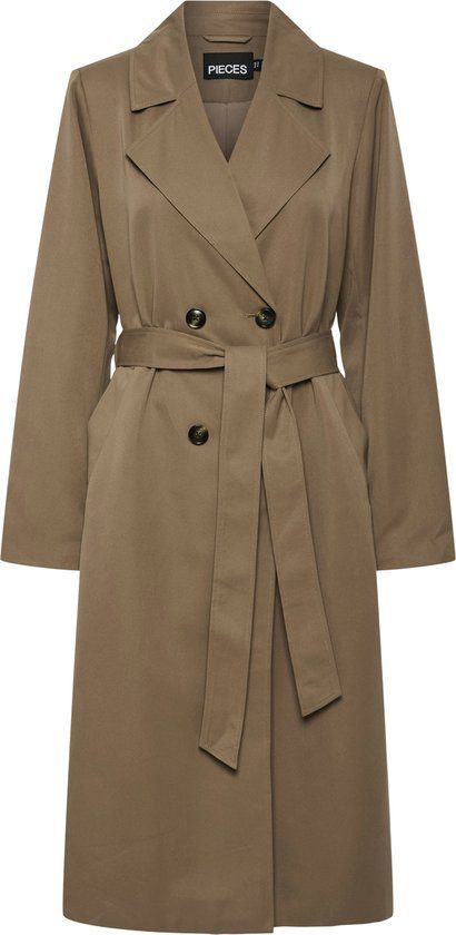 PIECES Curve PIECES - PCSCARLETT LS TRENCHCOAT NOOS QX - Meisjes - Gewatteerde jas - Polyester - Bruin