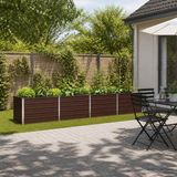 vidaXL Verhoogde Tuinbak Bruin 321 x 80 x 55 cm Gegalvaniseerd Staal