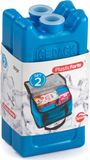Plasticforte 90 grams koelelementen - 2x stuks - 11 x 5.5 cm - blauw - kunststof - met sneeuwvlokken print