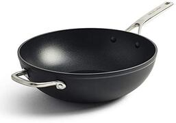 KitchenAid Gesmeed geharde anti-aanbaklaag 30cm/5 liter Wok, Zwart