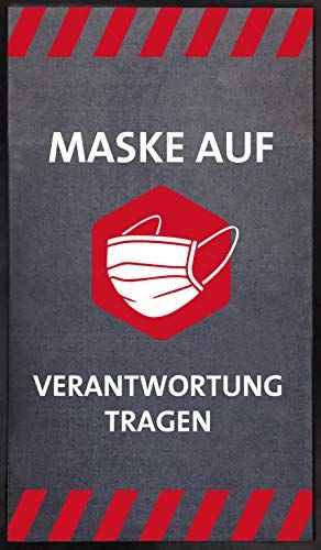 Novus Instructiemat "Masker op - Verantwoordelijkheid dragen" (portretformaat 85 x 150 cm) grijs met witte letters