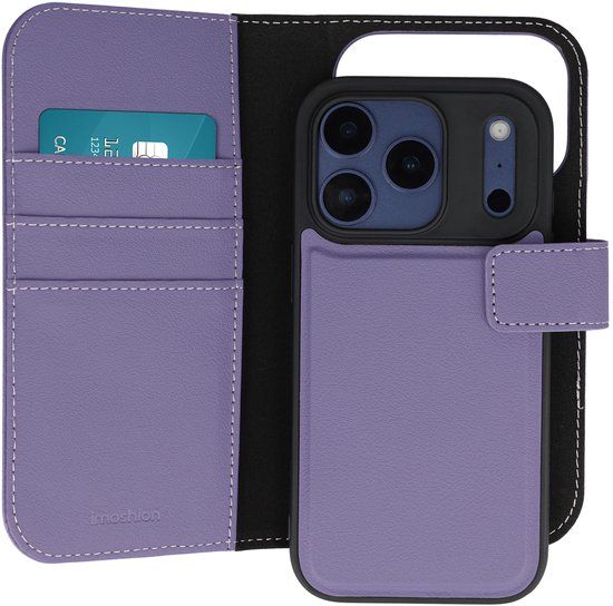 imoshion Hoesje - Geschikt voor Apple iPhone 17 Pro - Uitneembare 2-in-1 Luxe Bookcase - Paars