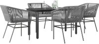 Maison Exclusive - Ensemble de jardin, 5 pièces, avec coussins, gris, en polyrotin, avec plateau en verre