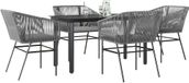 Maison Exclusive - Ensemble de jardin, 5 pièces, avec coussins, gris, en polyrotin, avec plateau en verre