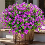 Kunstbloemen voor buiten UV-bestendig - 12 stuks bundels nep nep buitenplanten plastic bloemen struiken struiken niet vervagen kunstgroen thuis veranda stengels buiten venster doos decor (magenta)