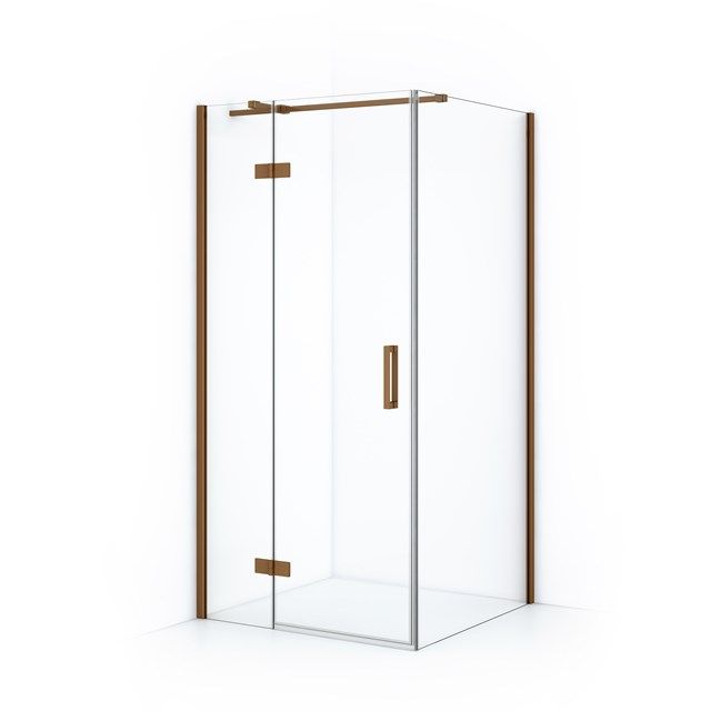 Maxaro Douchecabine Diamond 100x100cm 8mm Helder Veiligheidsglas Koper met Draaideur