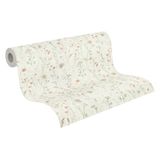 A.S. Création ATTRACTIVE 3 vliesbehang - bloemen- en grafisch patroon, natuurlijke kleuren, gestructureerd oppervlak, bloemenbehang, bloemen, 10,05 m x 0,53 m, crème/groen - 791951