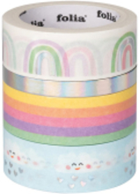 Folia Washi Tape Hotfoil Rainbow Clouds - 4 Pieces