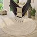 Paco Home Vloerkleed Rond Woonkamer Jute Boho Ethno Handgemaakt Natuurlijk Vloerkleed 160 cm