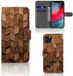 B2Ctelecom Étui style livre pour Apple iPhone 11 Pro Max Wooden Cubes